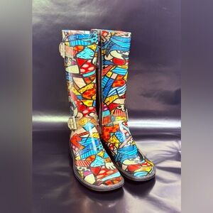 Donald J. Pliner Multicolor Abstract Rain Boots.